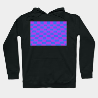 Warped perspective coloured checker board effect grid purple and blue Hoodie